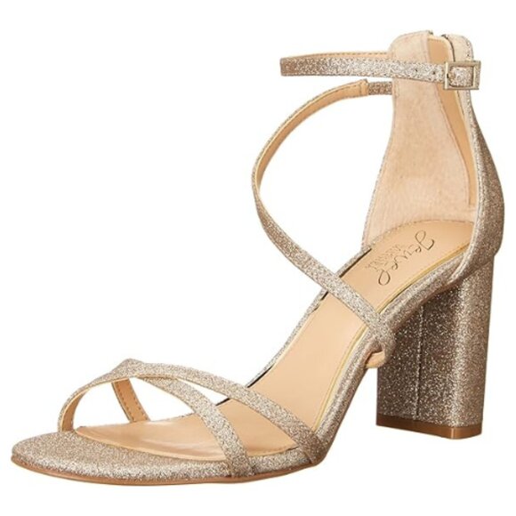 Jewel Badgley Mischka Women's Devorah Heeled Sandal Size 7 M Gold Glitter - Picture 1 of 7